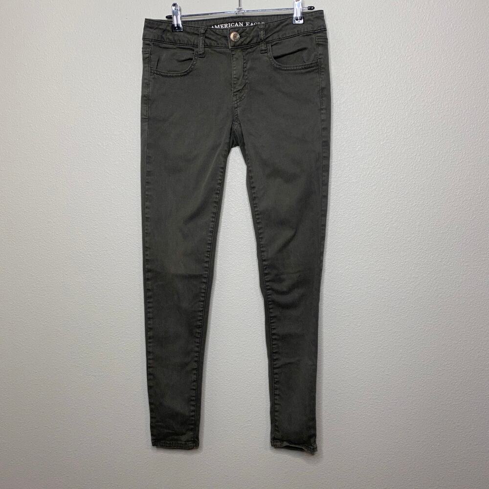 American‎ Eagle Jeggings Womens 4 Olive Green Skinny Soft Stretch Jeans